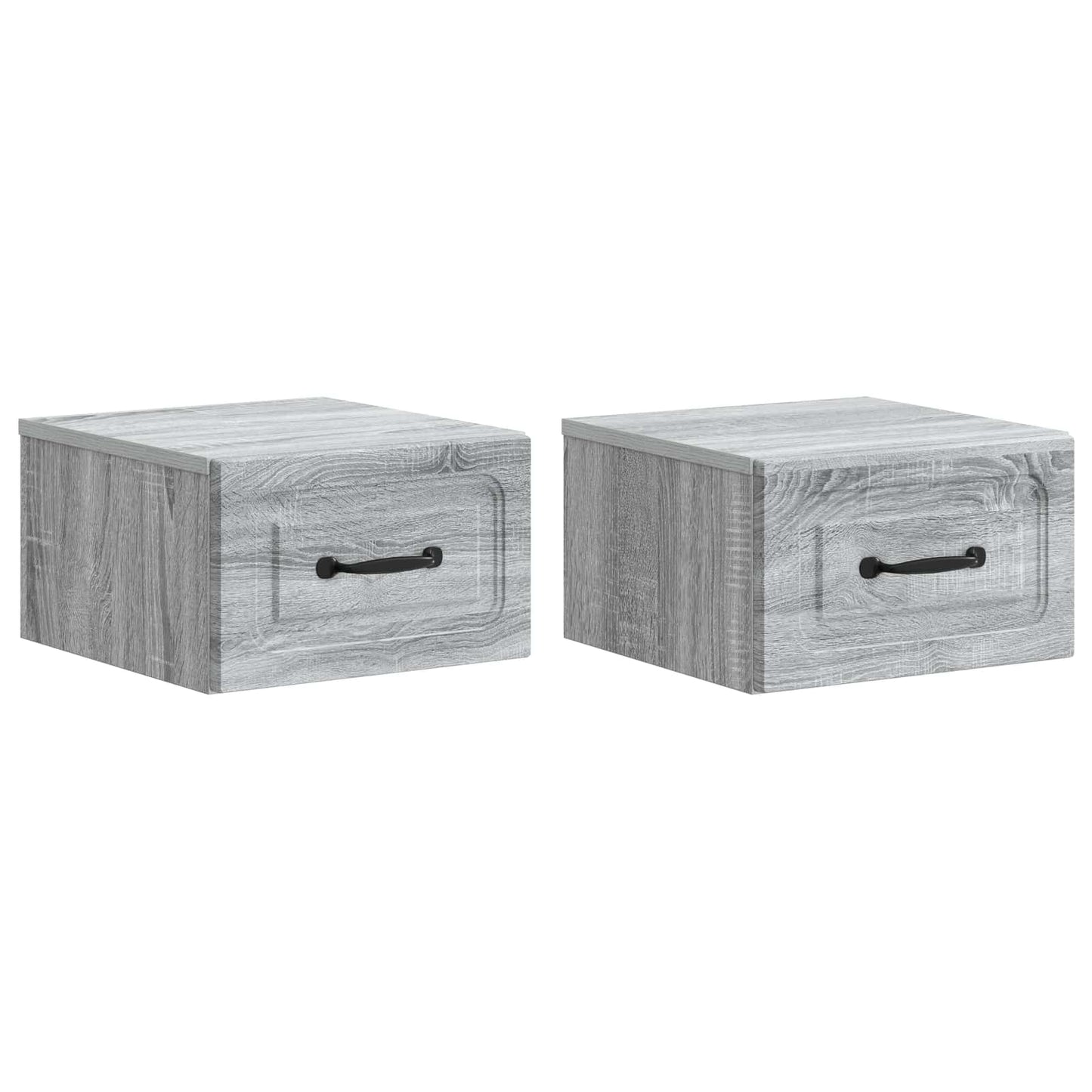 Vegghengt Nattbord med skuff 2 pcs Grå sonoma 34,5 x 33 x 20 cm