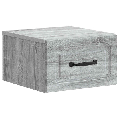 Vegghengt Nattbord med skuff 2 pcs Grå sonoma 34,5 x 33 x 20 cm