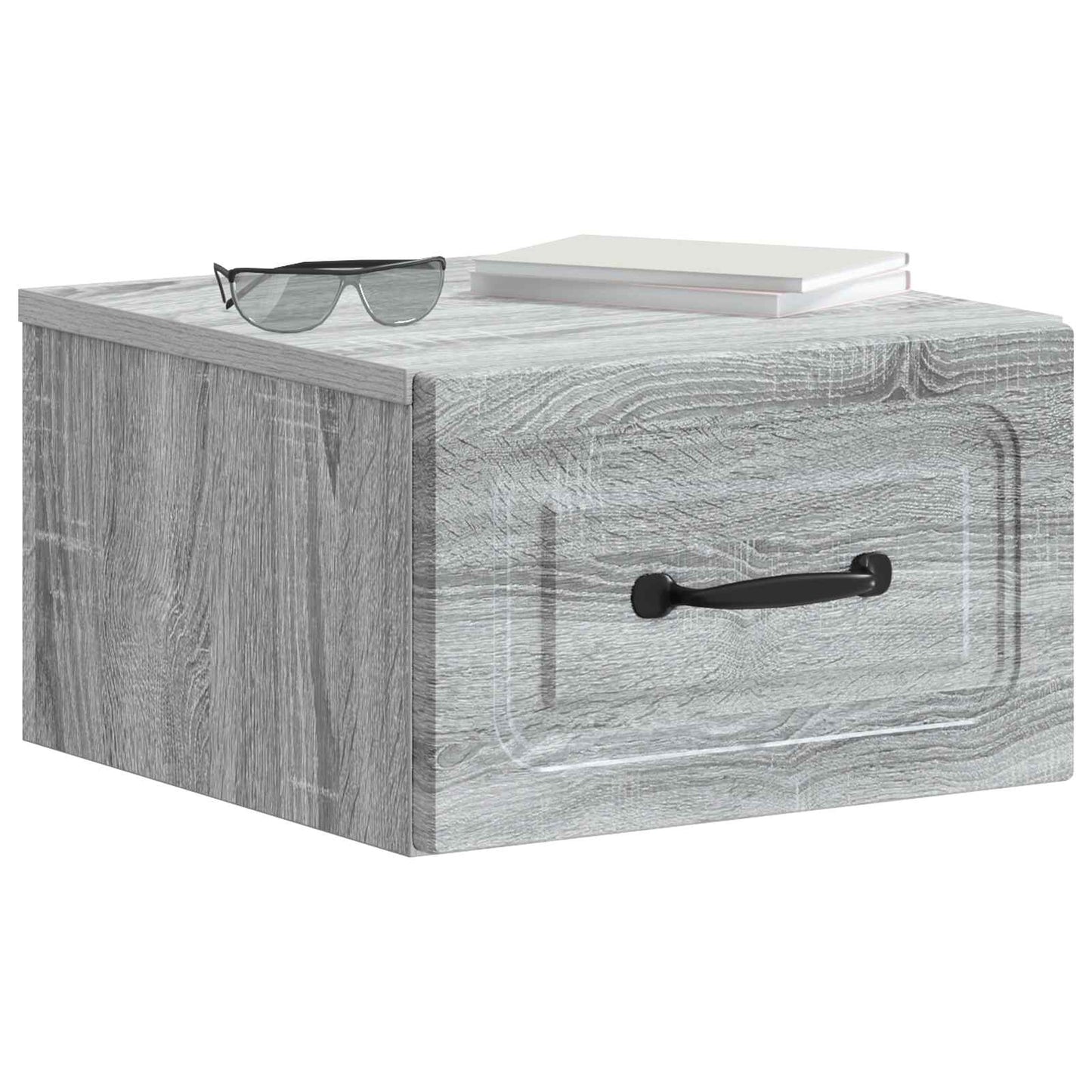 Vegghengt Nattbord med skuff 2 pcs Grå sonoma 34,5 x 33 x 20 cm