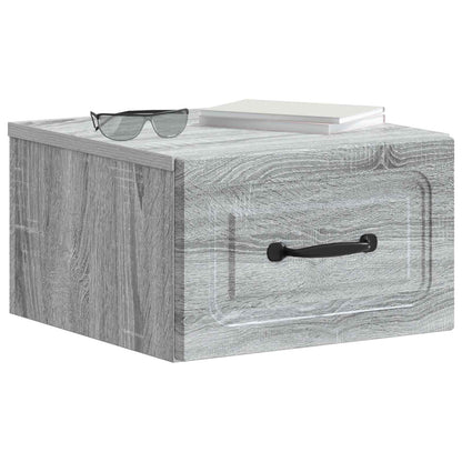 Vegghengt Nattbord med skuff 2 pcs Grå sonoma 34,5 x 33 x 20 cm