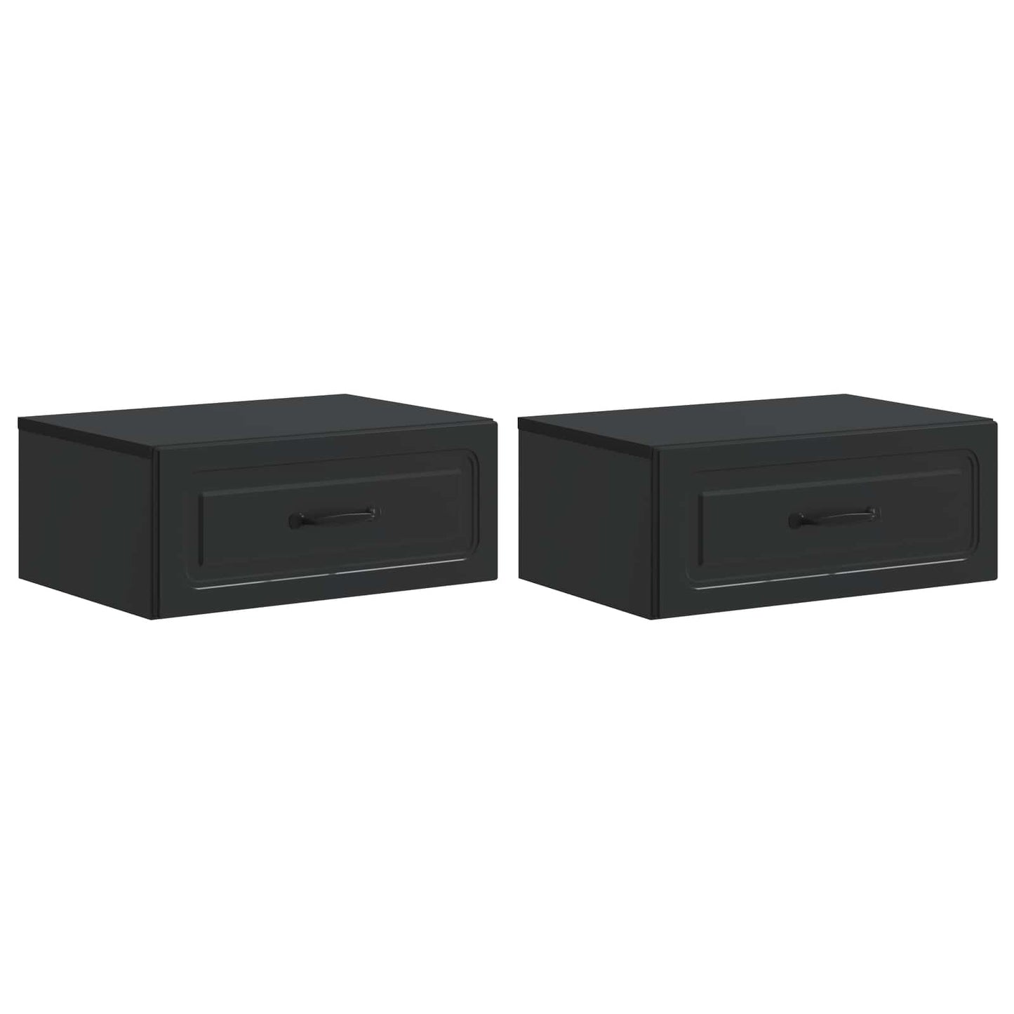 Vegghengt Nattbord 2 pcs Svart 49 x 34,5 x 20 cm Konstruert tre