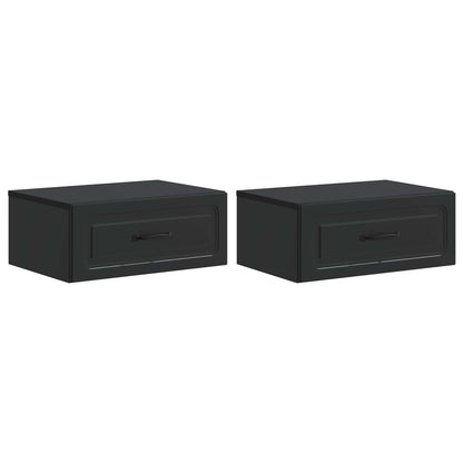 Vegghengt Nattbord 2 pcs Svart 49 x 34,5 x 20 cm Konstruert tre