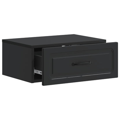 Vegghengt Nattbord 2 pcs Svart 49 x 34,5 x 20 cm Konstruert tre