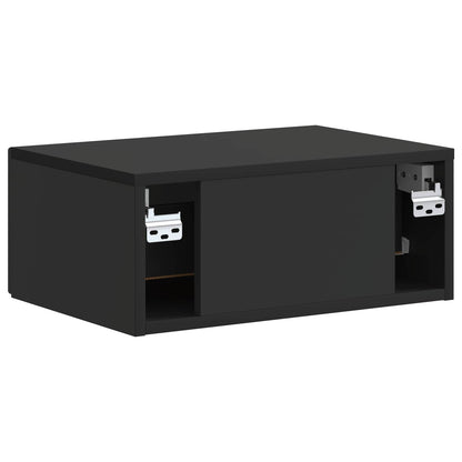 Vegghengt Nattbord 2 pcs Svart 49 x 34,5 x 20 cm Konstruert tre