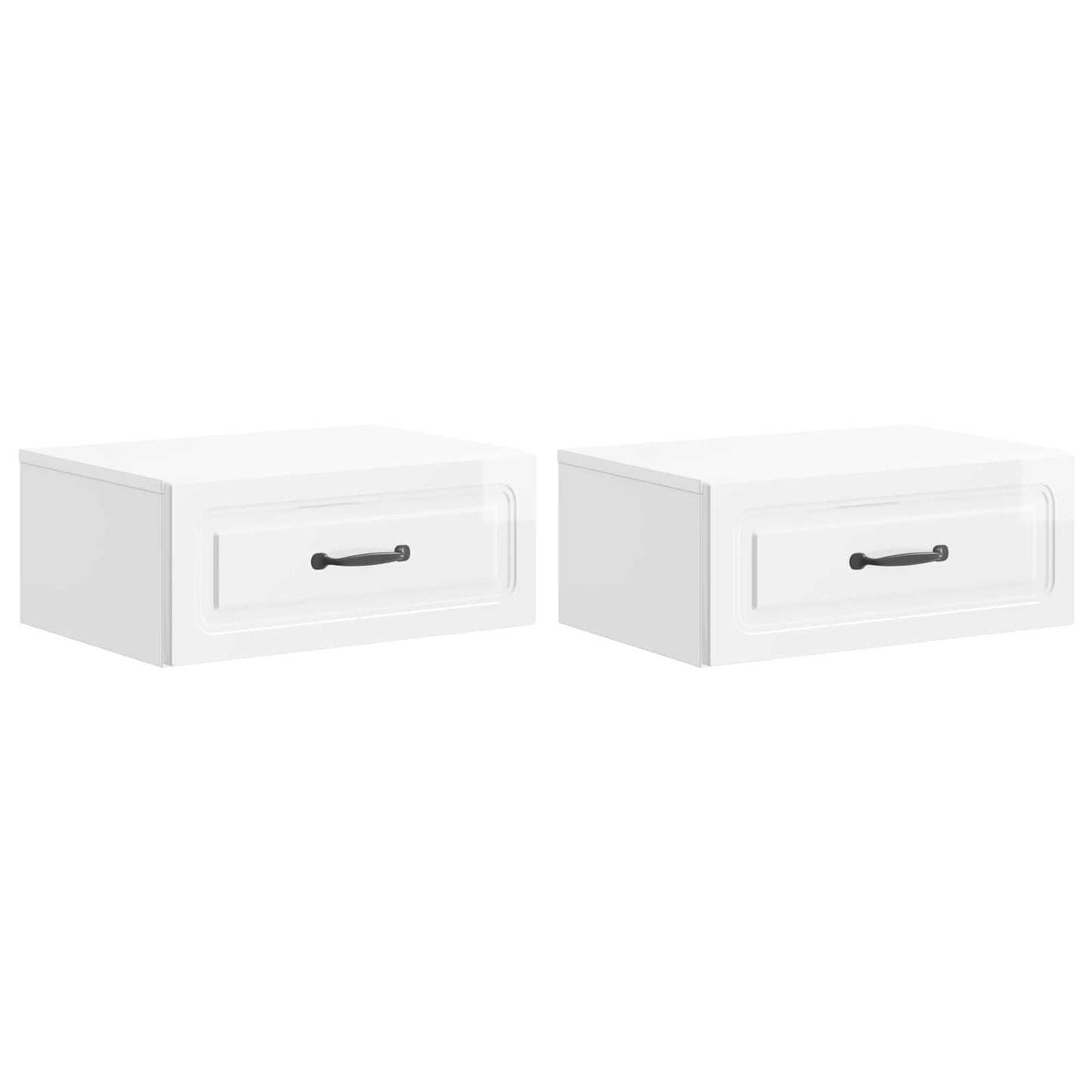 Vegghengt Nattbord 2 pcs Høgglans hvit 49 x 34,5 x 20 cm