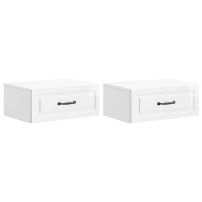 Vegghengt Nattbord 2 pcs Høgglans hvit 49 x 34,5 x 20 cm