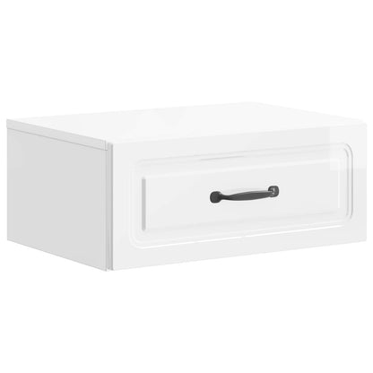 Vegghengt Nattbord 2 pcs Høgglans hvit 49 x 34,5 x 20 cm