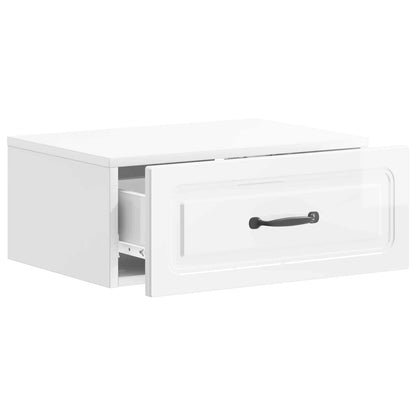 Vegghengt Nattbord 2 pcs Høgglans hvit 49 x 34,5 x 20 cm