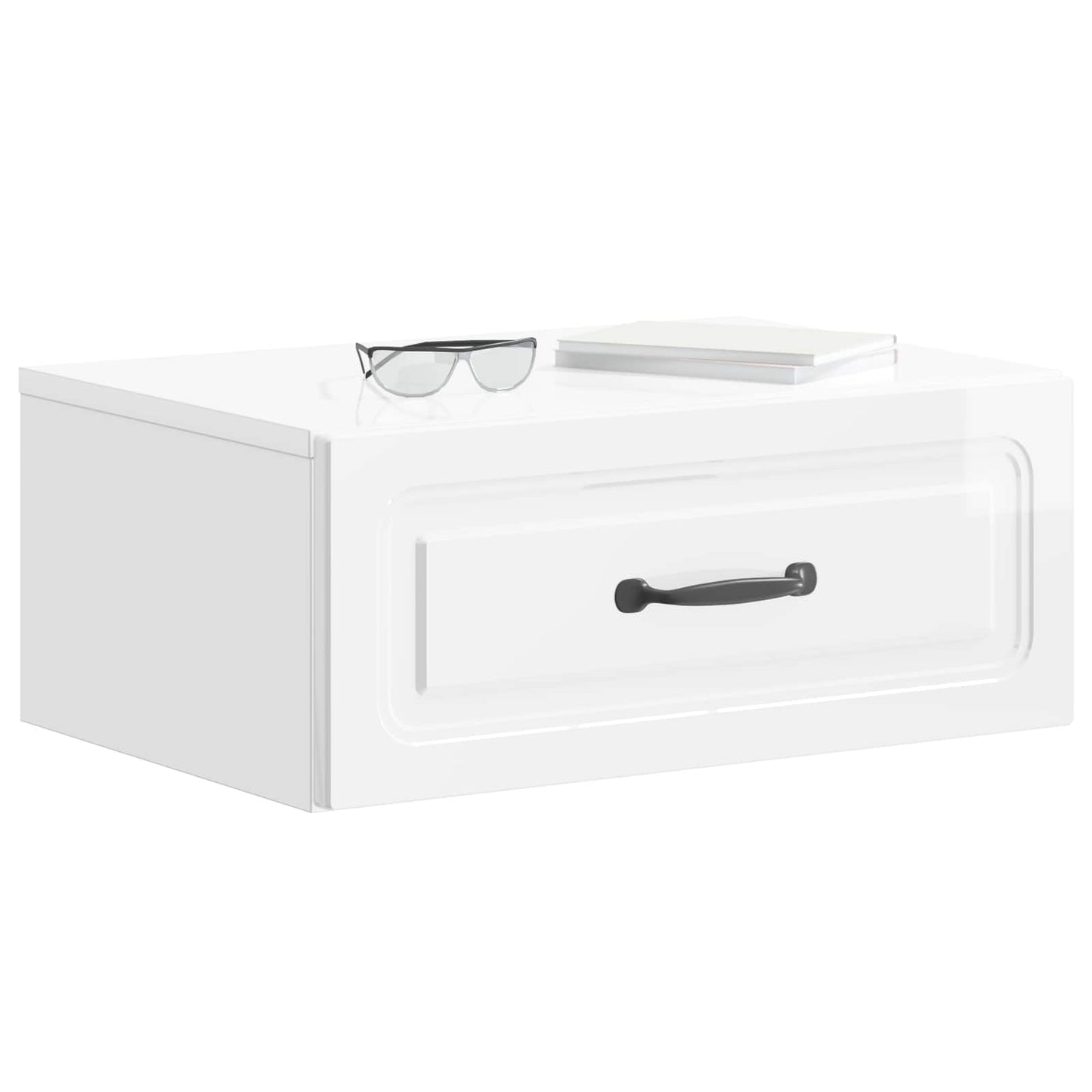 Vegghengt Nattbord 2 pcs Høgglans hvit 49 x 34,5 x 20 cm