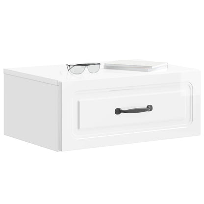 Vegghengt Nattbord 2 pcs Høgglans hvit 49 x 34,5 x 20 cm