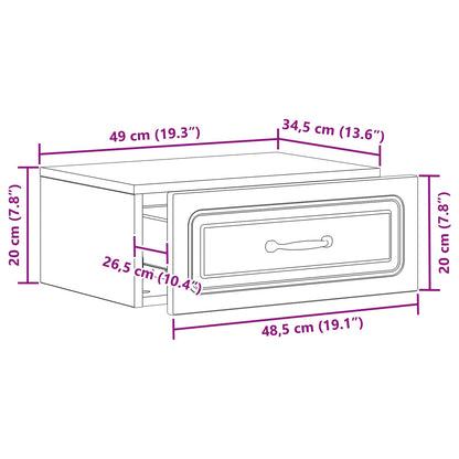 Vegghengt Nattbord 2 pcs Høgglans hvit 49 x 34,5 x 20 cm