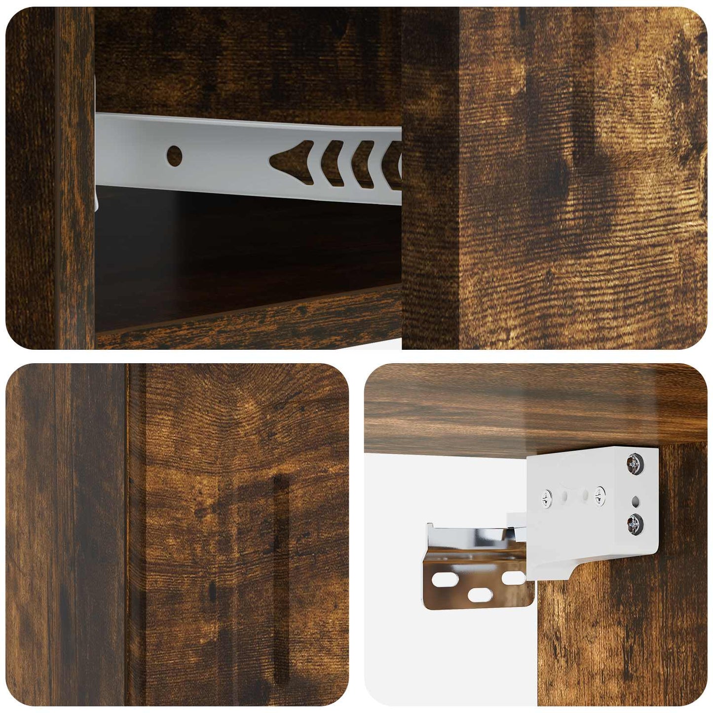 Vegghengt Nattbord med skuff 2 pcs Røkt Eik 49 x 34,5 x 20 cm