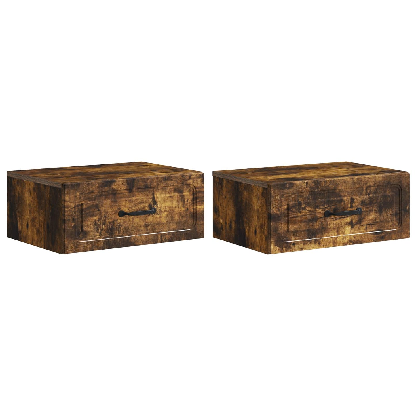 Vegghengt Nattbord med skuff 2 pcs Røkt Eik 49 x 34,5 x 20 cm