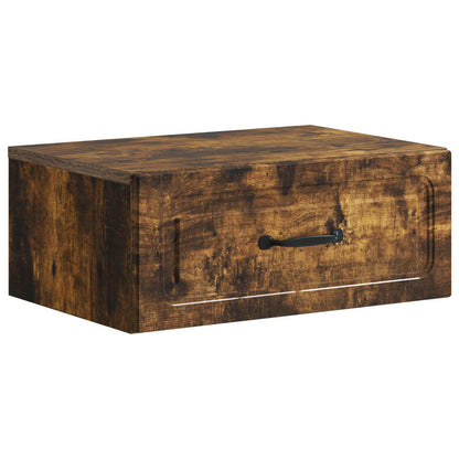 Vegghengt Nattbord med skuff 2 pcs Røkt Eik 49 x 34,5 x 20 cm