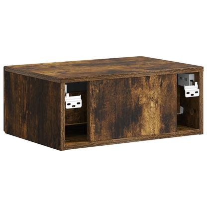 Vegghengt Nattbord med skuff 2 pcs Røkt Eik 49 x 34,5 x 20 cm