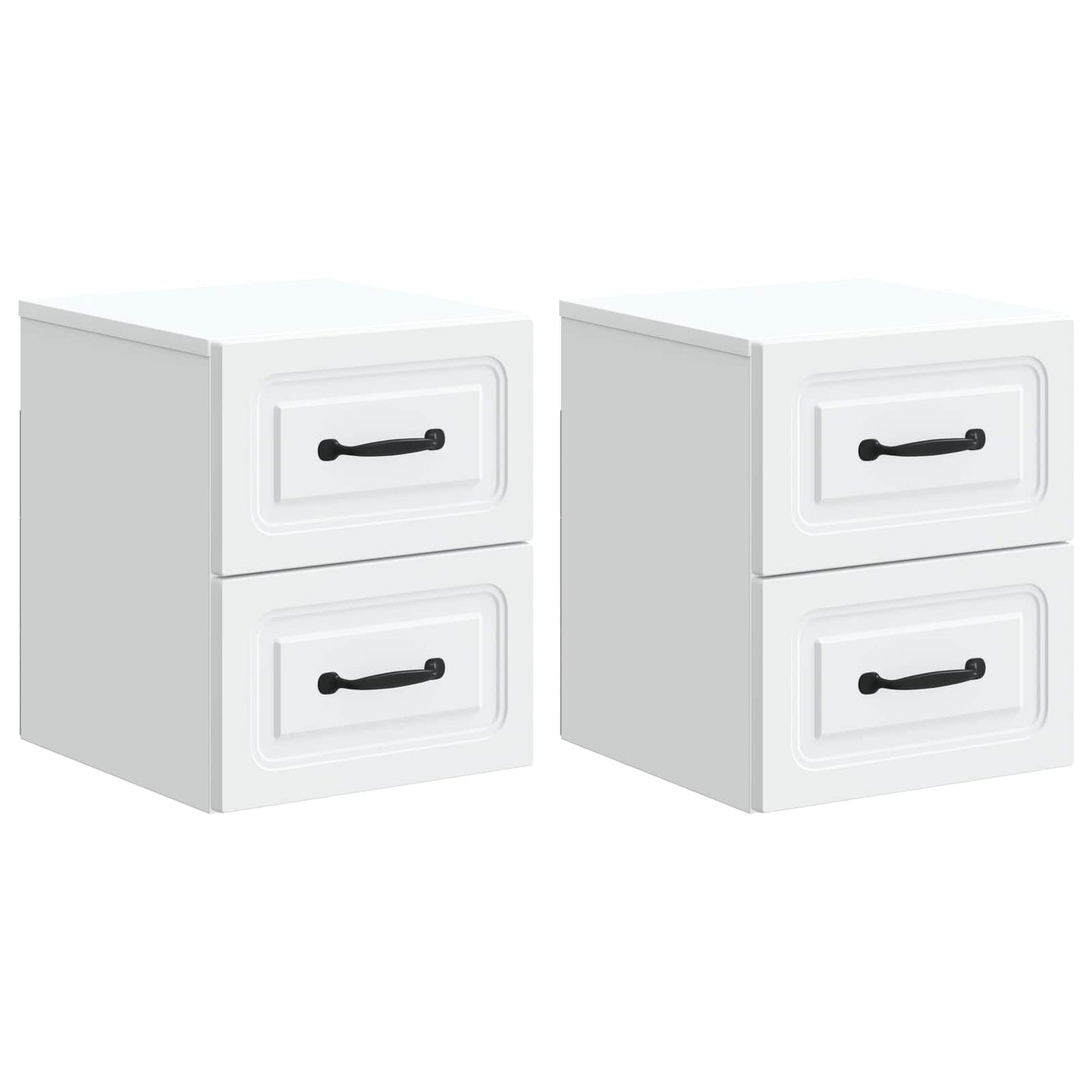 Vegghengt Nattbord 2 pcs Hvit 34,5 x 33 x 40 cm Konstruert tre