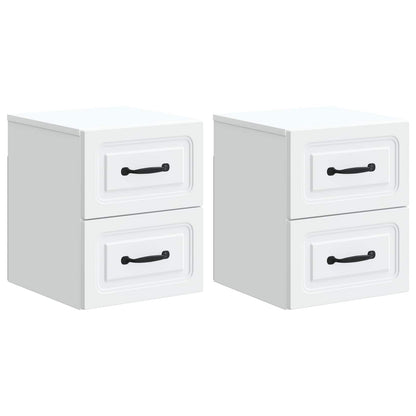 Vegghengt Nattbord 2 pcs Hvit 34,5 x 33 x 40 cm Konstruert tre