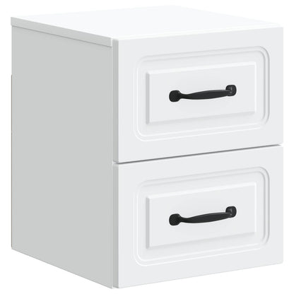 Vegghengt Nattbord 2 pcs Hvit 34,5 x 33 x 40 cm Konstruert tre