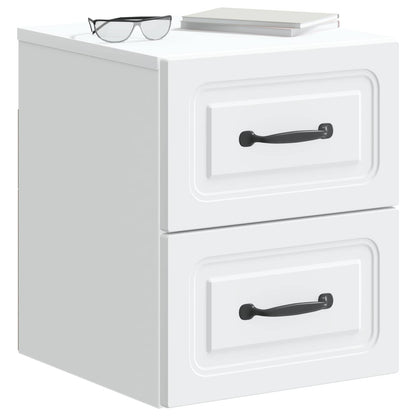 Vegghengt Nattbord 2 pcs Hvit 34,5 x 33 x 40 cm Konstruert tre
