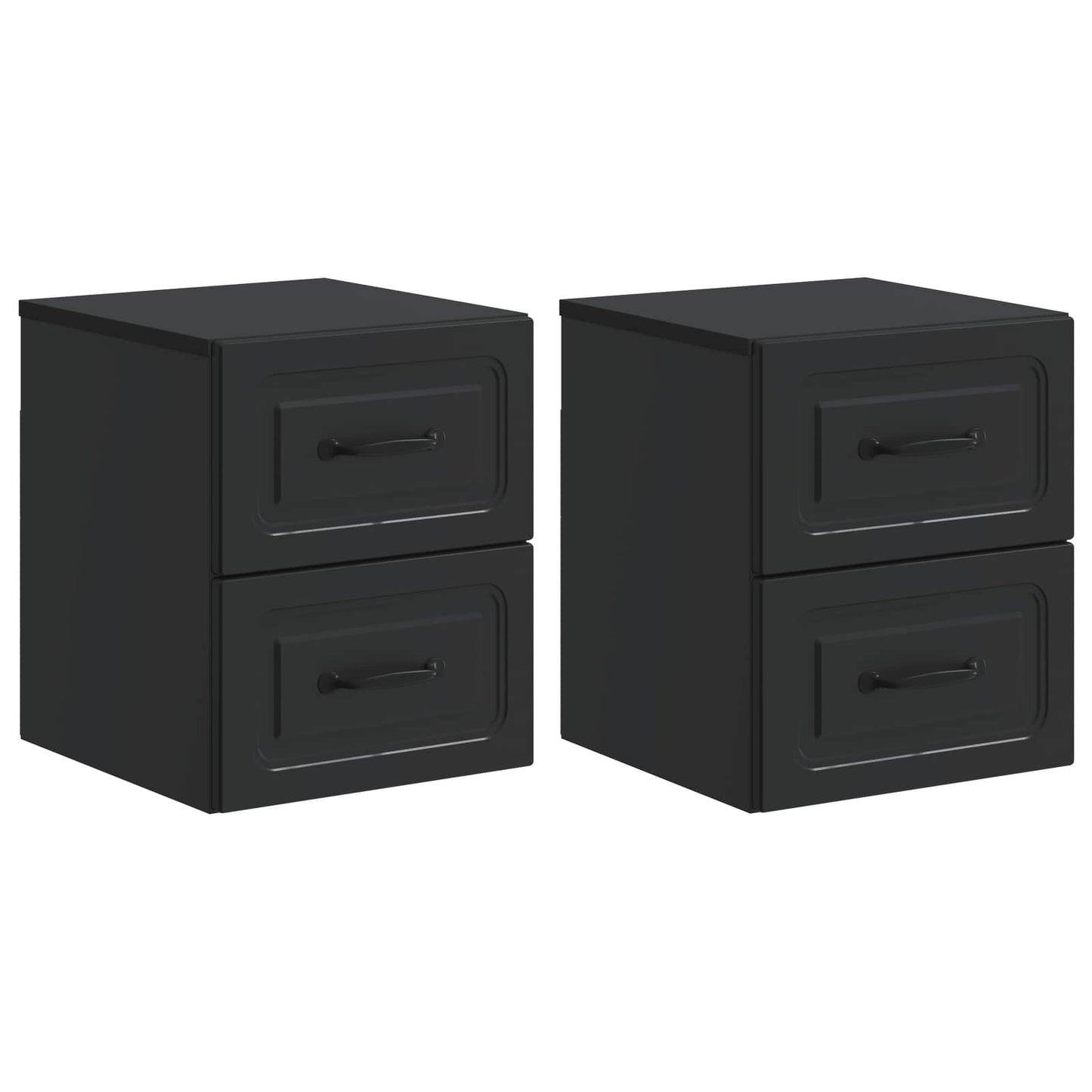 Vegghengt Nattbord 2 pcs Svart 34,5 x 33 x 40 cm Konstruert tre