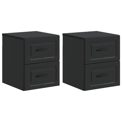 Vegghengt Nattbord 2 pcs Svart 34,5 x 33 x 40 cm Konstruert tre