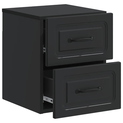 Vegghengt Nattbord 2 pcs Svart 34,5 x 33 x 40 cm Konstruert tre