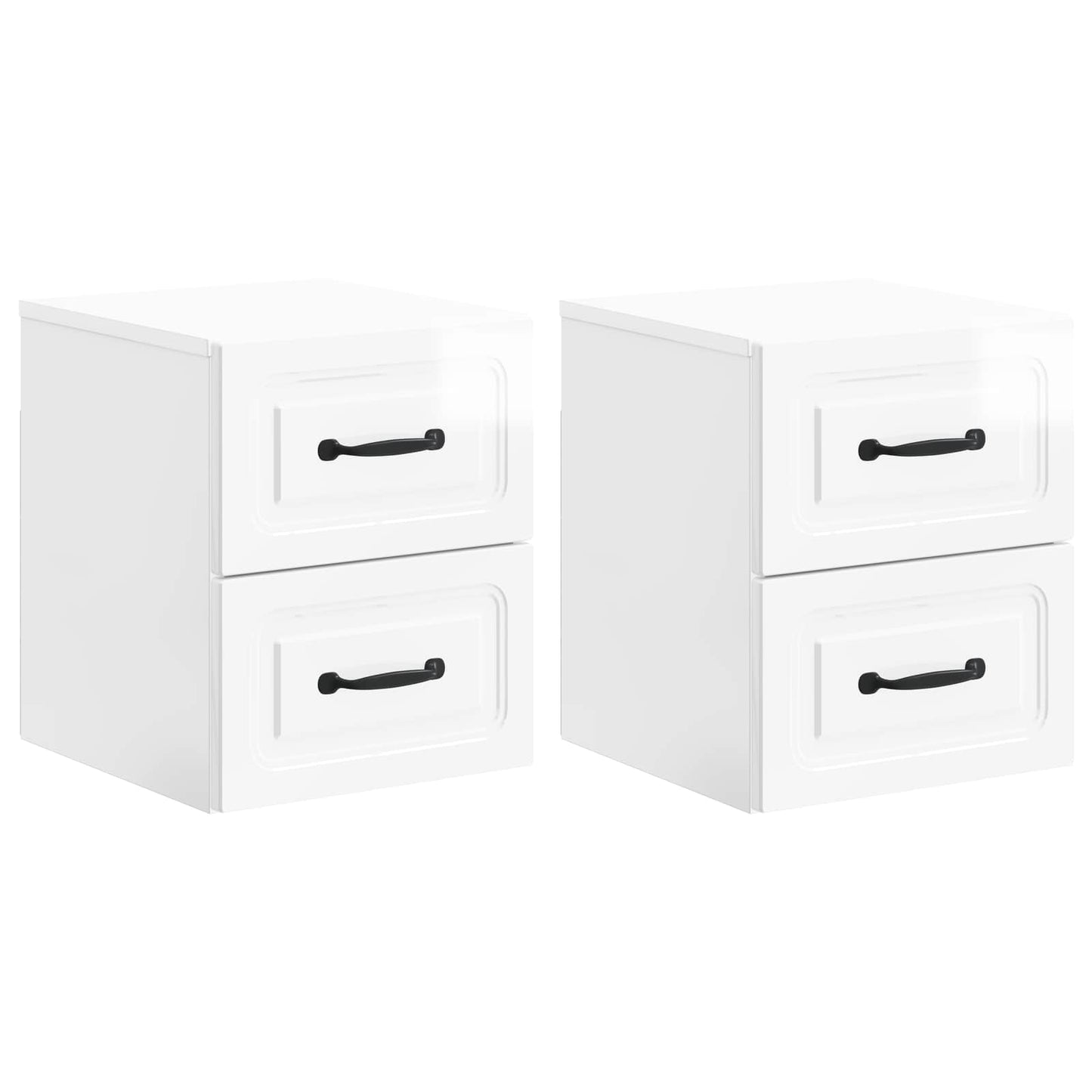 Vegghengt Nattbord 2 pcs Høgglans hvit 34,5 x 33 x 40 cm