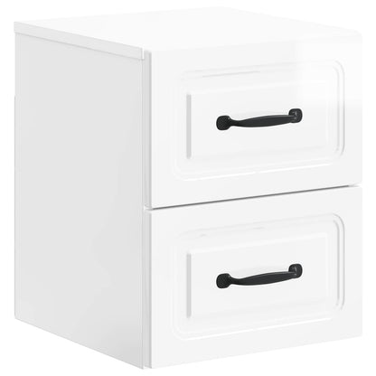 Vegghengt Nattbord 2 pcs Høgglans hvit 34,5 x 33 x 40 cm