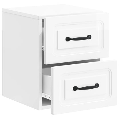 Vegghengt Nattbord 2 pcs Høgglans hvit 34,5 x 33 x 40 cm