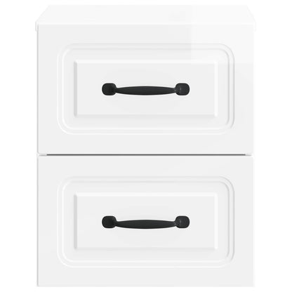 Vegghengt Nattbord 2 pcs Høgglans hvit 34,5 x 33 x 40 cm