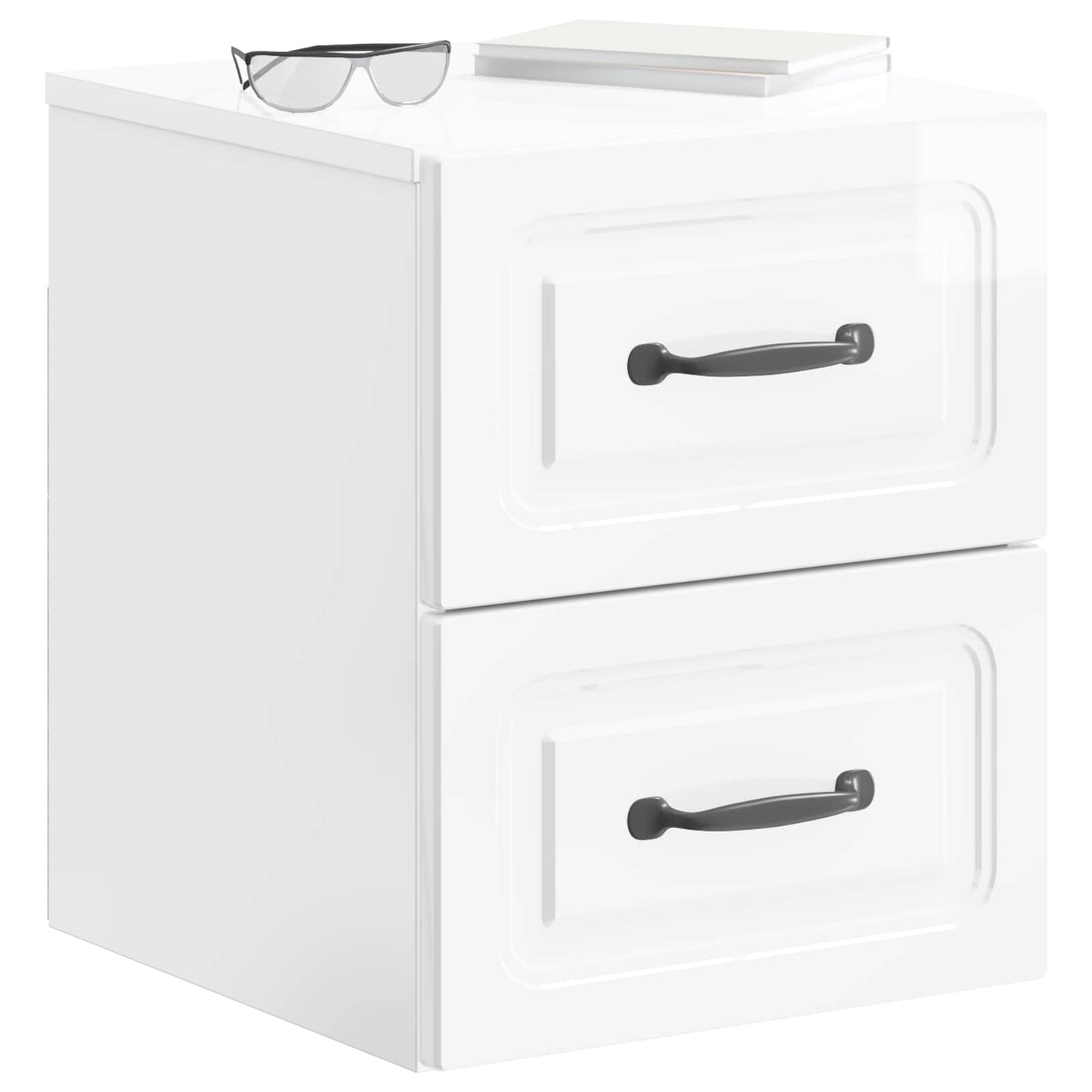 Vegghengt Nattbord 2 pcs Høgglans hvit 34,5 x 33 x 40 cm