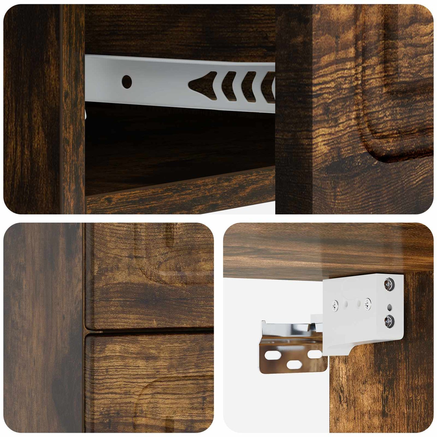 Vegghengt Nattbord med skuff 2 pcs Røkt Eik 34,5 x 33 x 40 cm