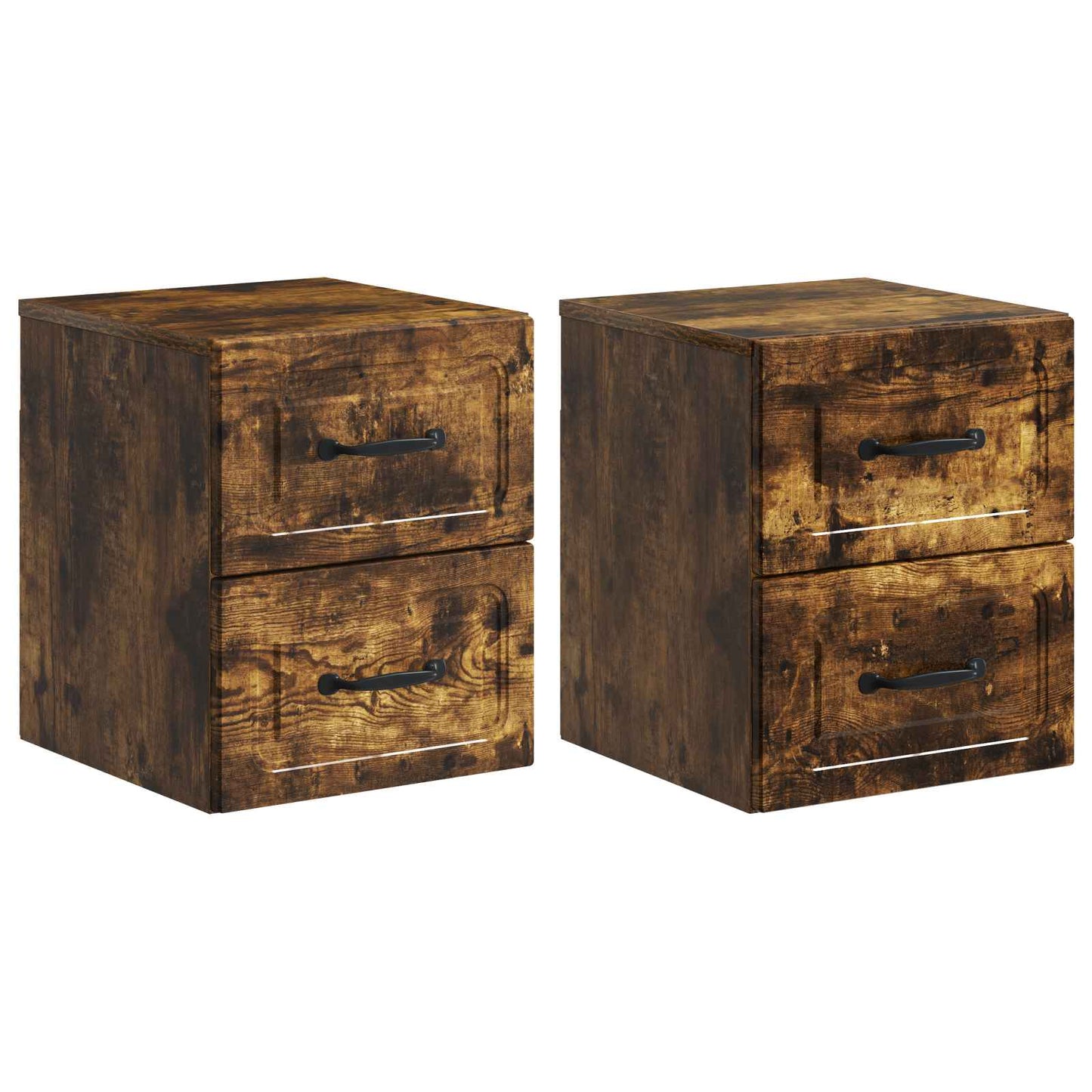 Vegghengt Nattbord med skuff 2 pcs Røkt Eik 34,5 x 33 x 40 cm