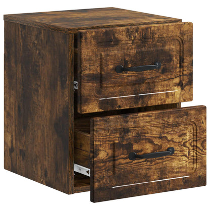 Vegghengt Nattbord med skuff 2 pcs Røkt Eik 34,5 x 33 x 40 cm
