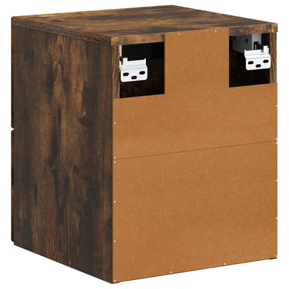 Vegghengt Nattbord med skuff 2 pcs Røkt Eik 34,5 x 33 x 40 cm