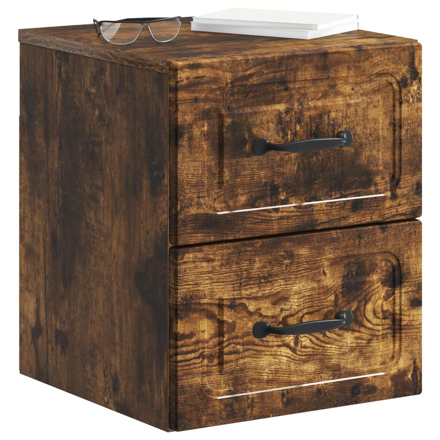 Vegghengt Nattbord med skuff 2 pcs Røkt Eik 34,5 x 33 x 40 cm