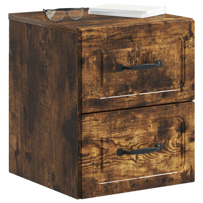 Vegghengt Nattbord med skuff 2 pcs Røkt Eik 34,5 x 33 x 40 cm