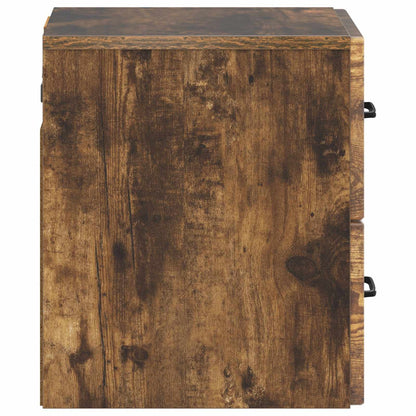 Vegghengt Nattbord med skuff 2 pcs Røkt Eik 34,5 x 33 x 40 cm