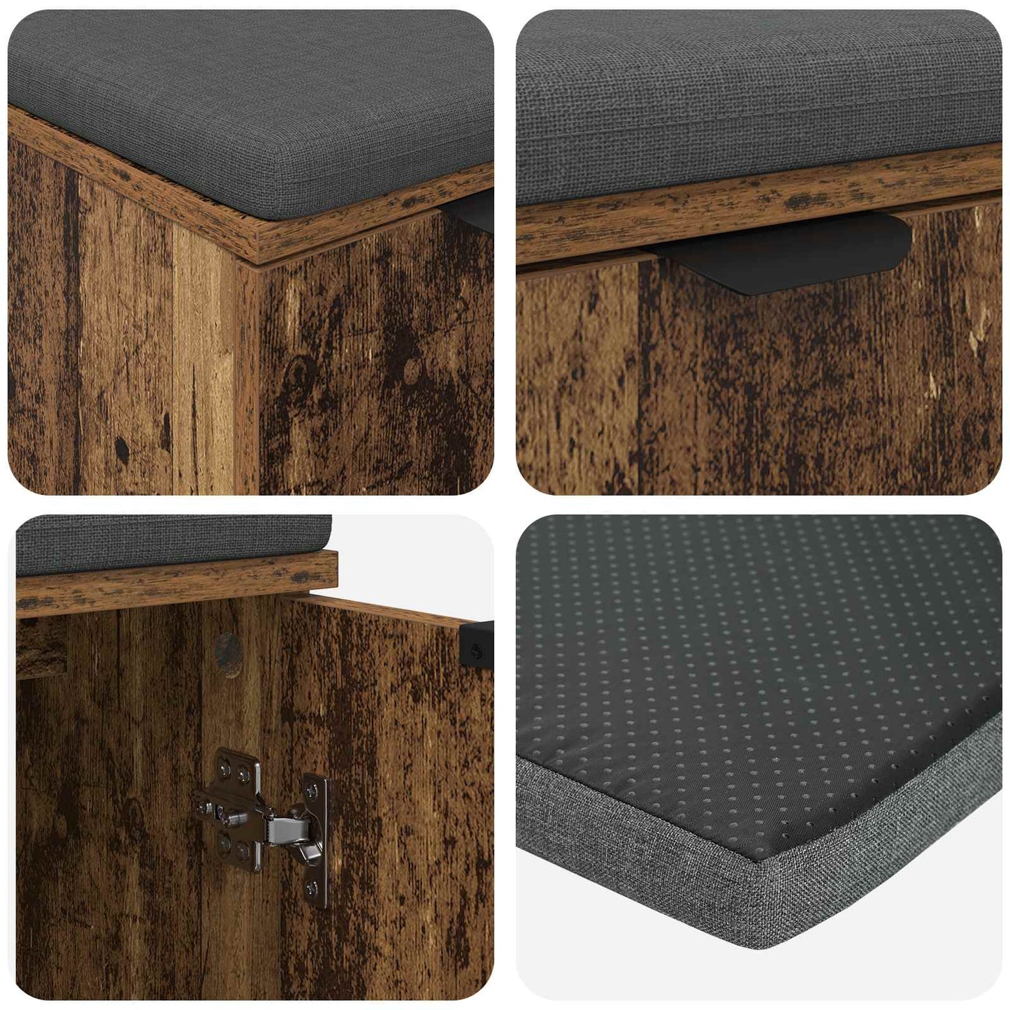 Gangbenk med pute med hylle med dør Gammelt tre 60 x 38 x 46 cm