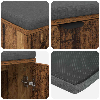 Gangbenk med pute med hylle med dør Gammelt tre 80 x 38 x 46 cm