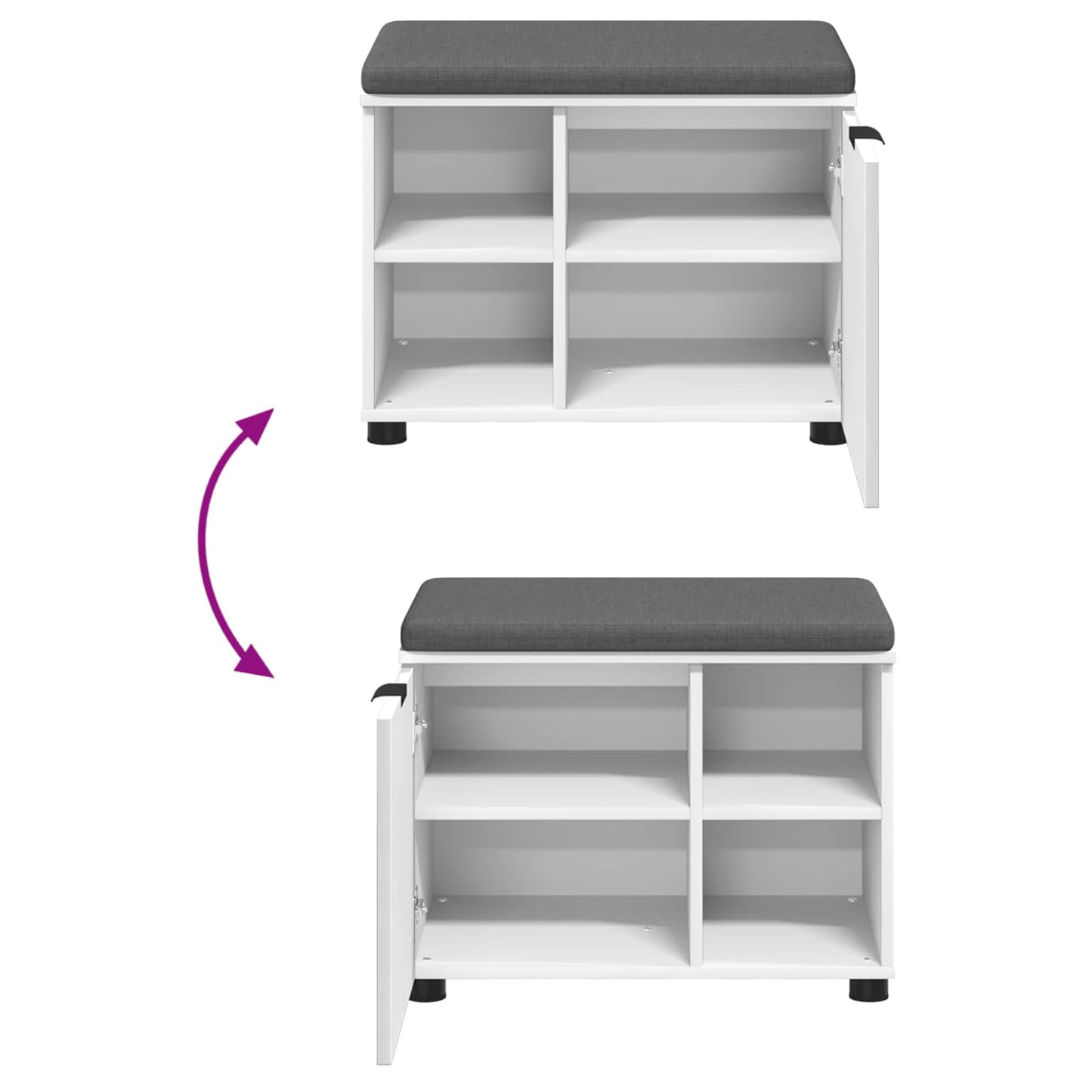 Gangbenk Hvit 60 x 38 x 46 cm Konstruert treverk og stoff