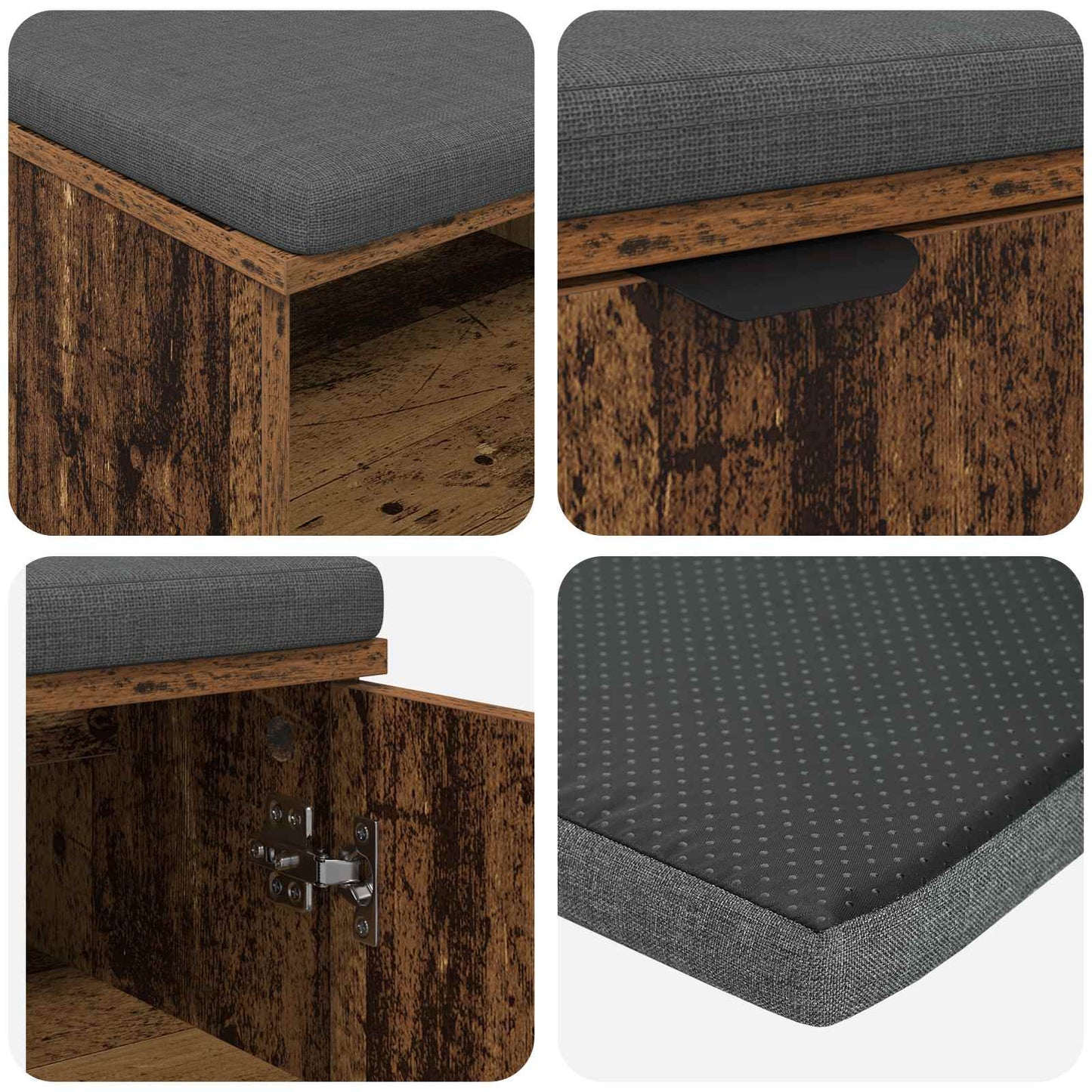 Gangbenk med pute med hylle med dør Gammelt tre 60 x 38 x 46 cm