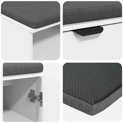 Gangbenk Hvit 80 x 38 x 46 cm Konstruert treverk og stoff
