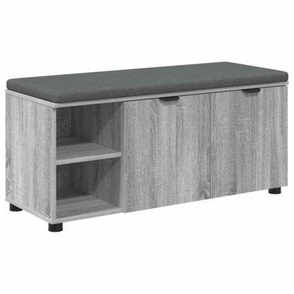 Gangbenk med pute med hylle med dør Grå Sonoma 100 x 38 x 46 cm
