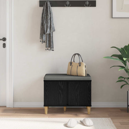 Gangbenk Svart Eik 60 x 38 x 46 cm Konstruert treverk og stoff