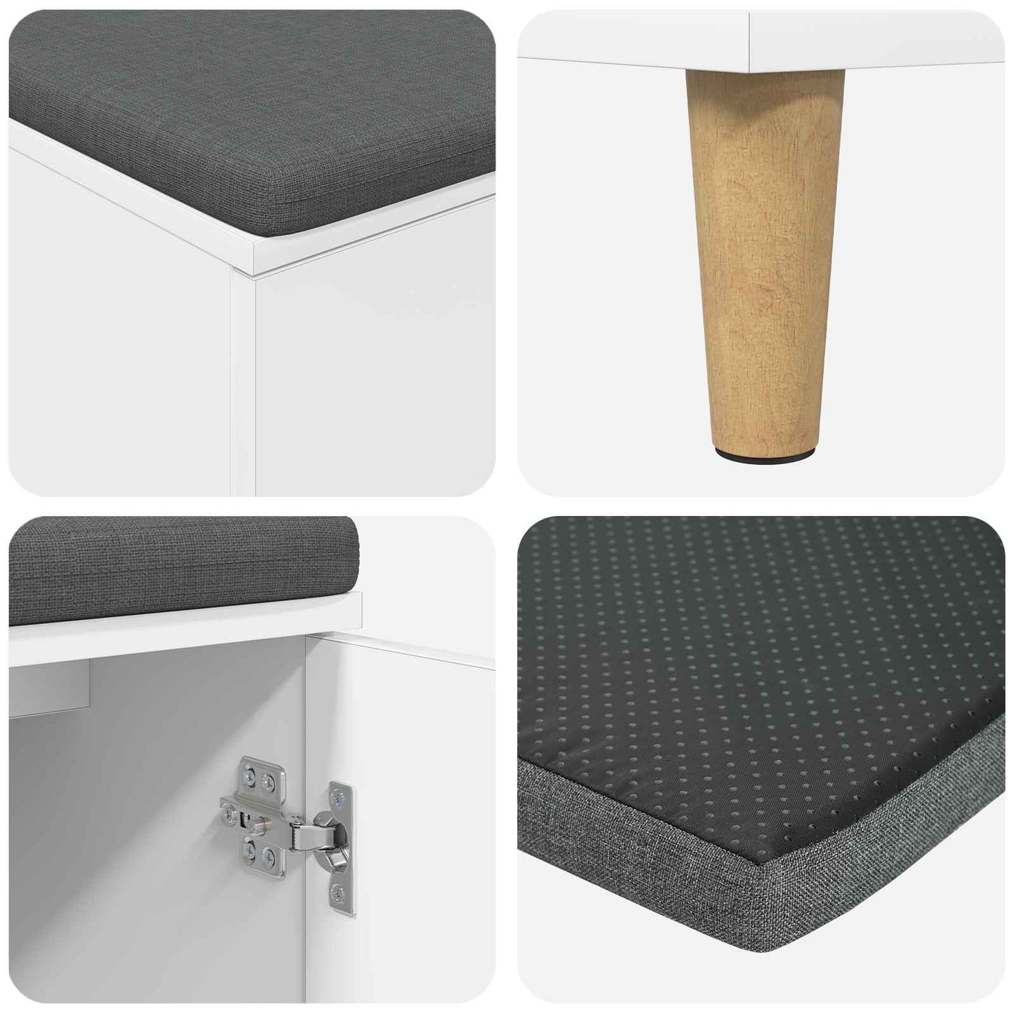 Gangbenk Hvit 80 x 38 x 46 cm Konstruert treverk og stoff