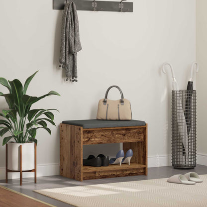 Gangbenk med pute med hylle Gammelt tre 63 x 38 x 45 cm