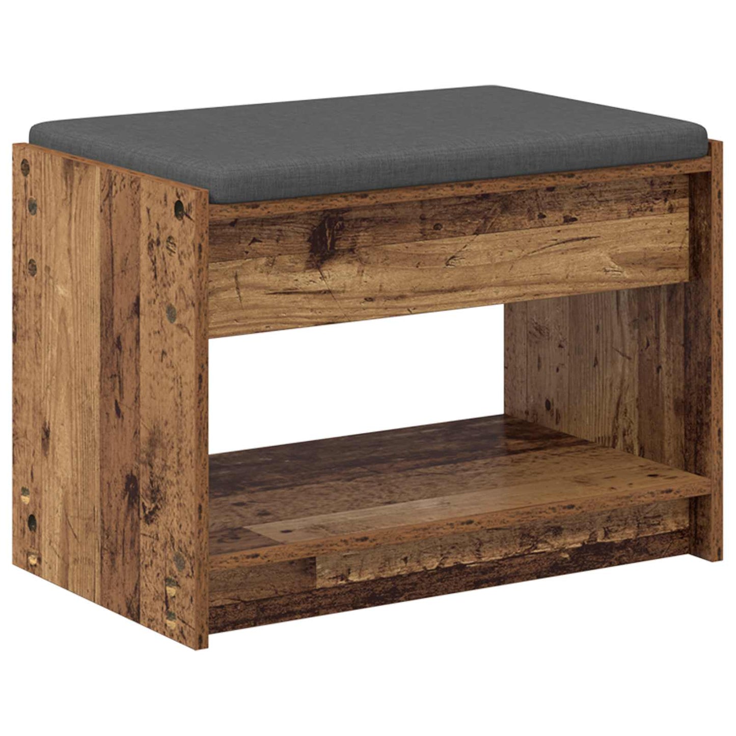 Gangbenk med pute med hylle Gammelt tre 63 x 38 x 45 cm