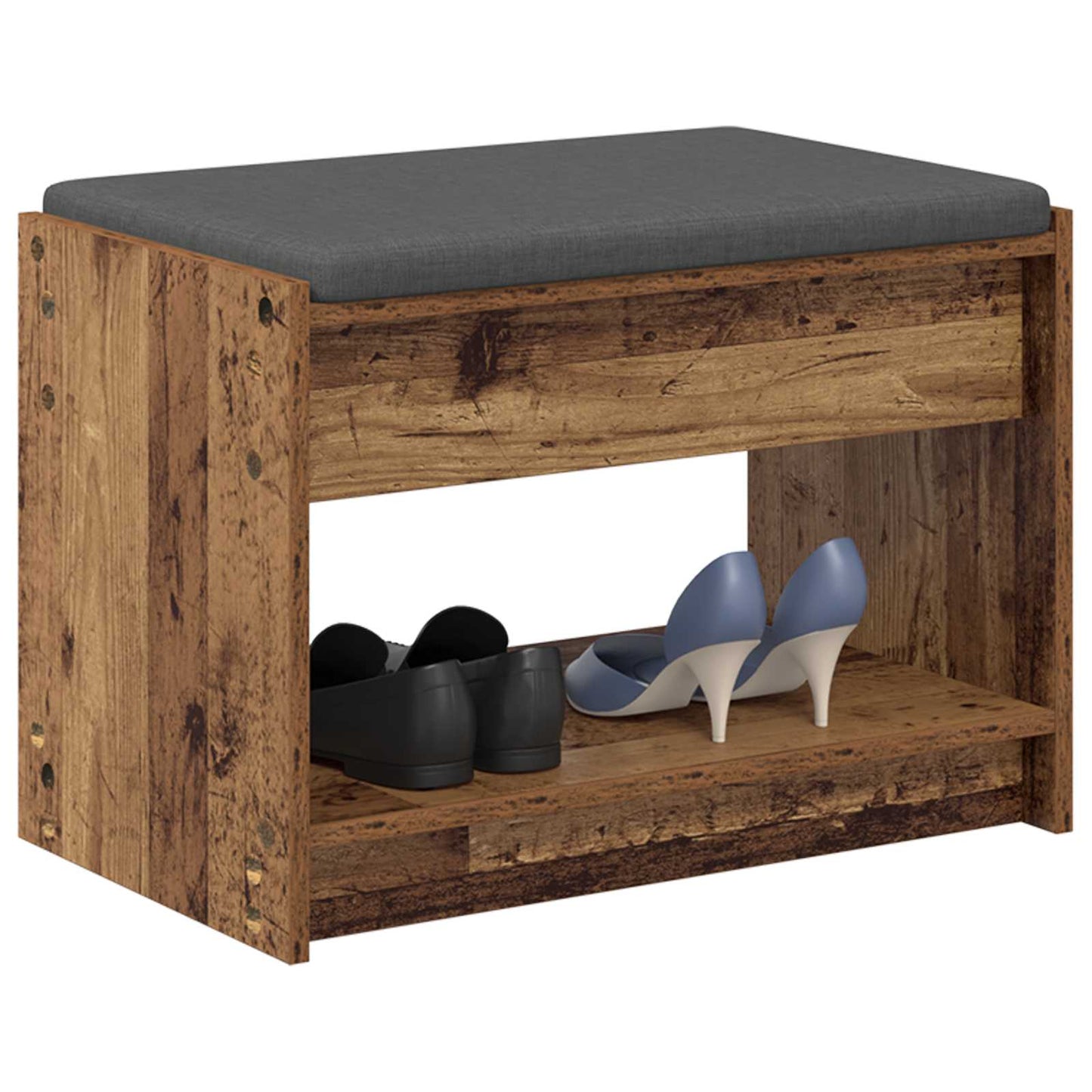 Gangbenk med pute med hylle Gammelt tre 63 x 38 x 45 cm