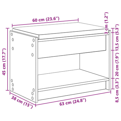 Gangbenk med pute med hylle Gammelt tre 63 x 38 x 45 cm